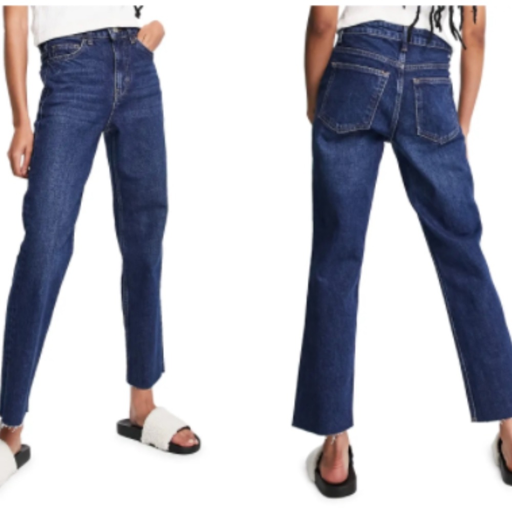 NWT TOPSHOP Raw Hem Straight Leg Jeans